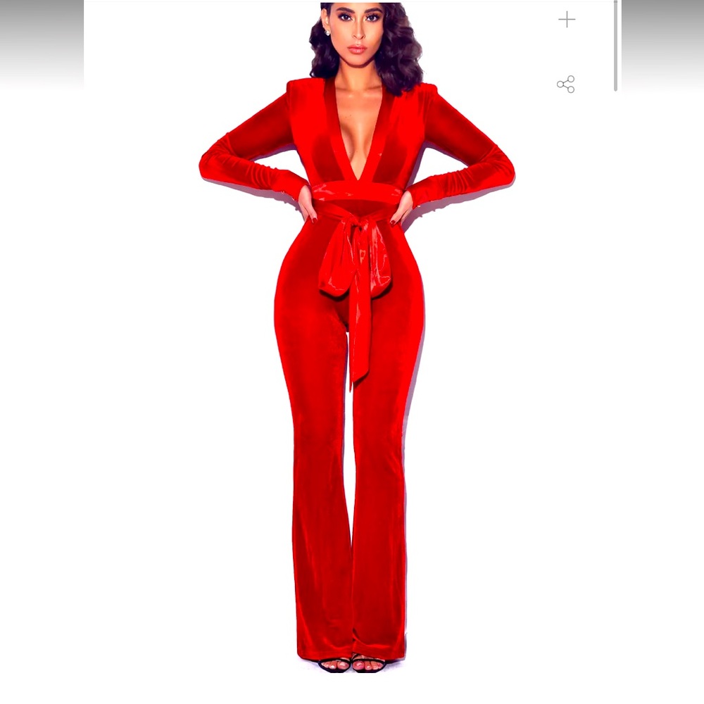 Red velvet jumpsuit